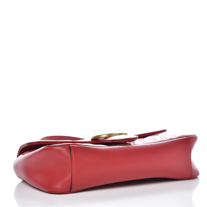 Gucci Calfskin Matelasse Small GG Marmont Shoulder Bag Hibiscus Red 3 of 8
