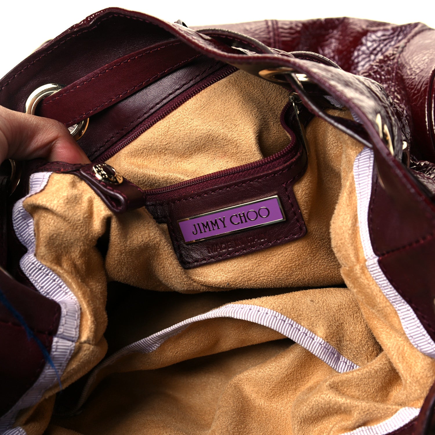 Jimmy Choo Crushed Patent Ramona Bucket Burgundy 5 of 10