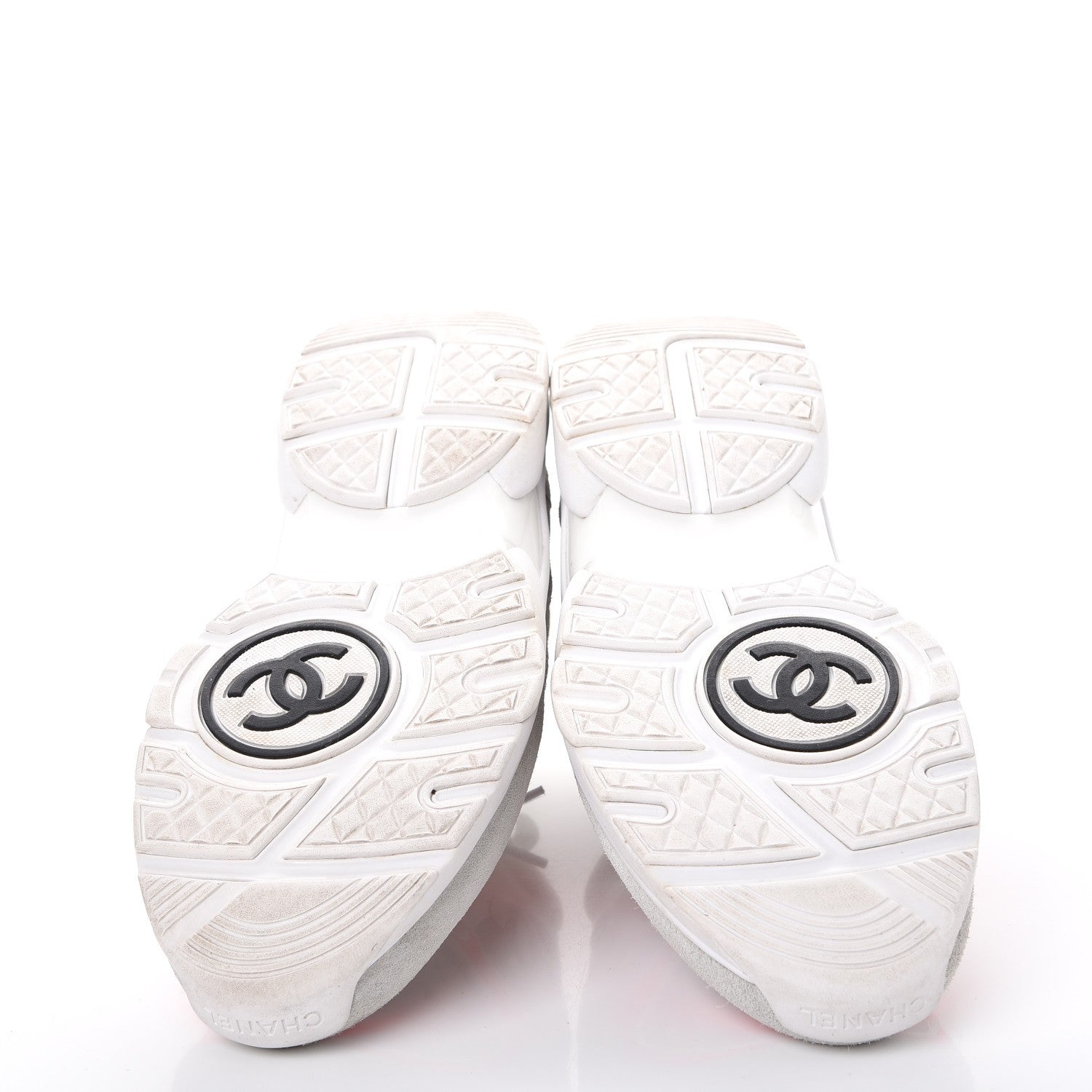 Chanel Suede Calfskin CC Sneakers 40 White Grey Pink 5 of 9