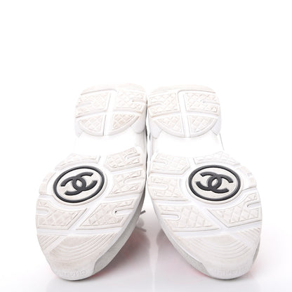 Chanel Suede Calfskin CC Sneakers 40 White Grey Pink 5 of 9