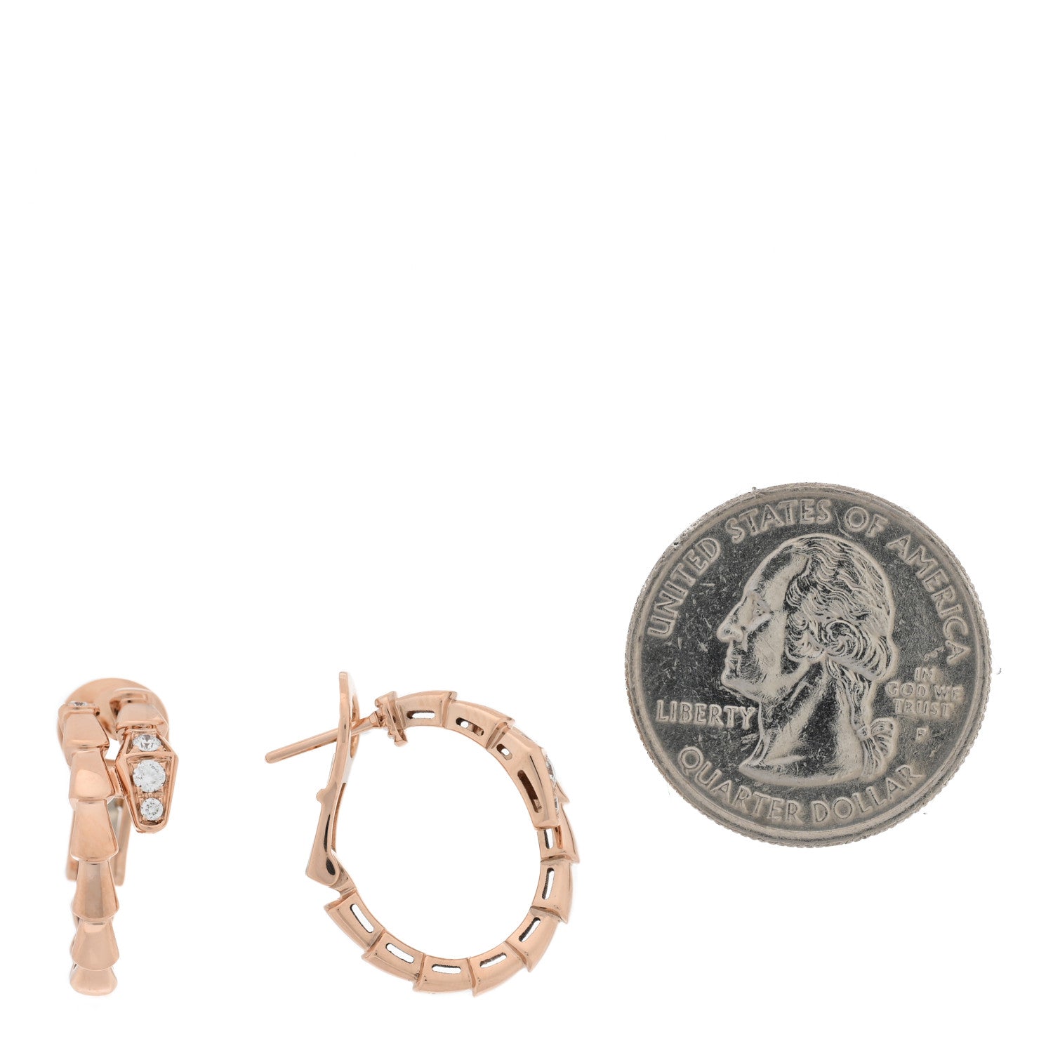 Bulgari 18K Rose Gold Diamond Serpenti Viper Hoop Earrings 2 of 5