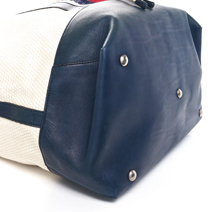 Gucci Canvas Web Bucket Bag White Navy 9 of 11