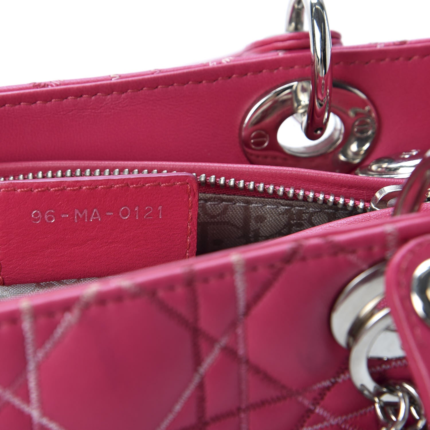 Christian Dior Lambskin Cannage Medium Lady Dior Fuchsia Multi 8 of 11