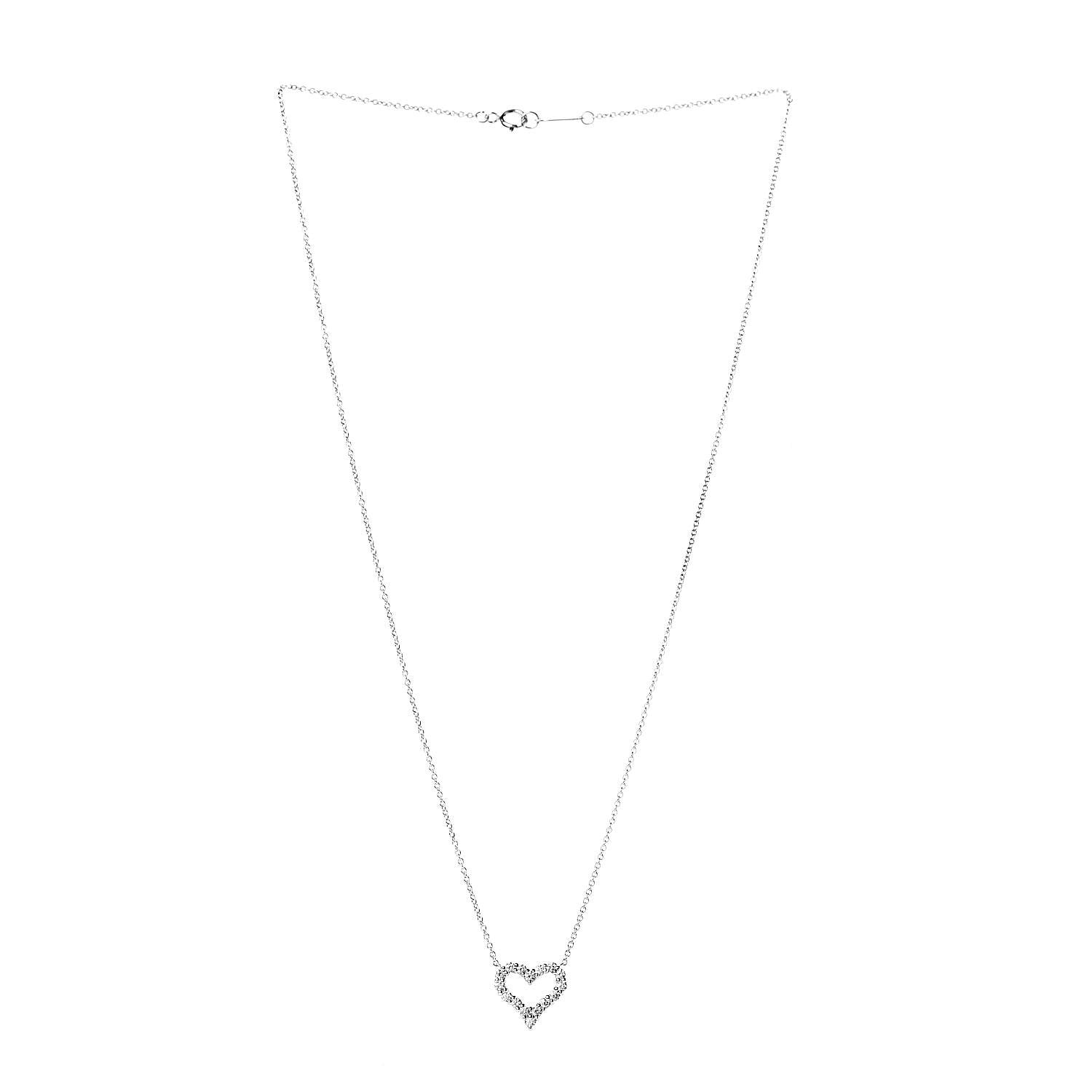 Tiffany Platinum Diamond Mini Heart Pendant Necklace 3 of 5