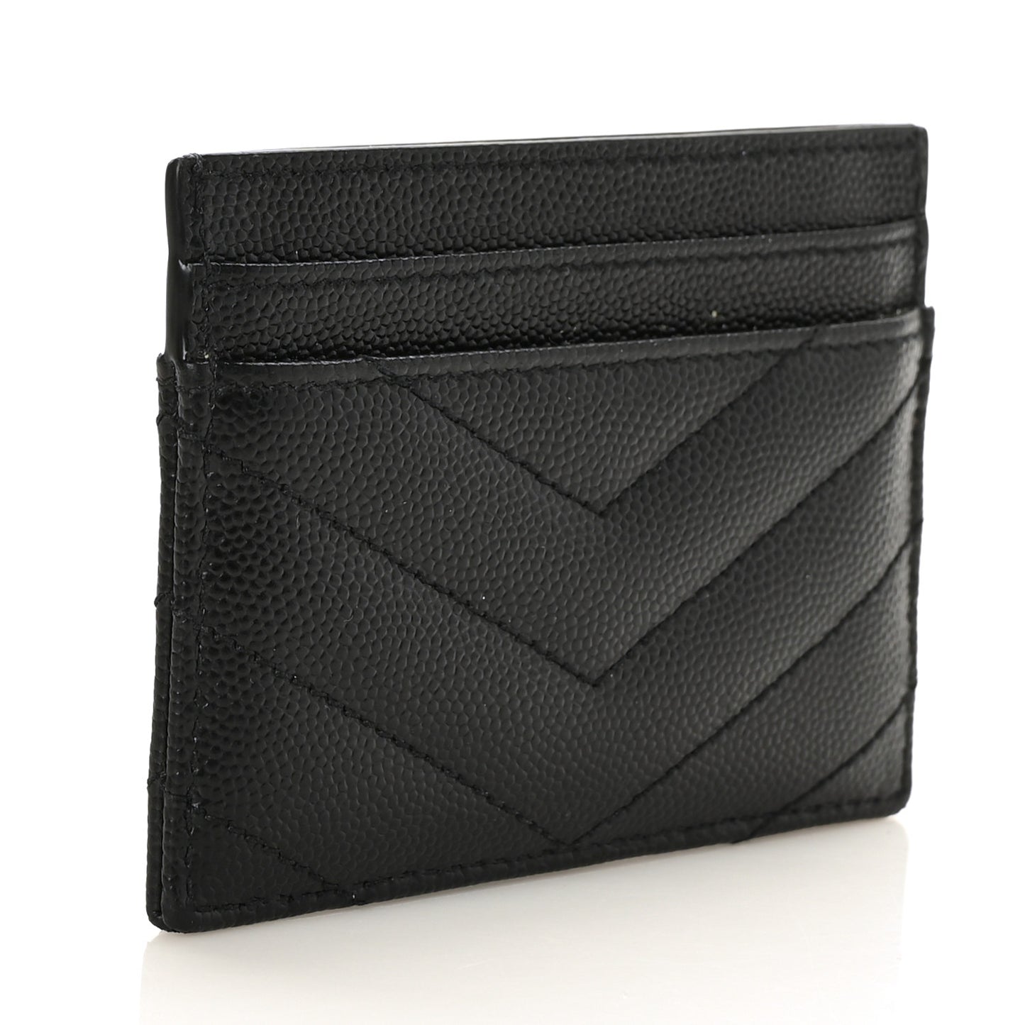Grain De Poudre Matelasse Chevron Monochrome Monogram Credit Card Case Black