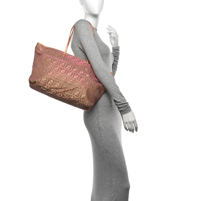Fendi Metallic Lurex Zucca Medium Roll Tote Arancio 2 of 13