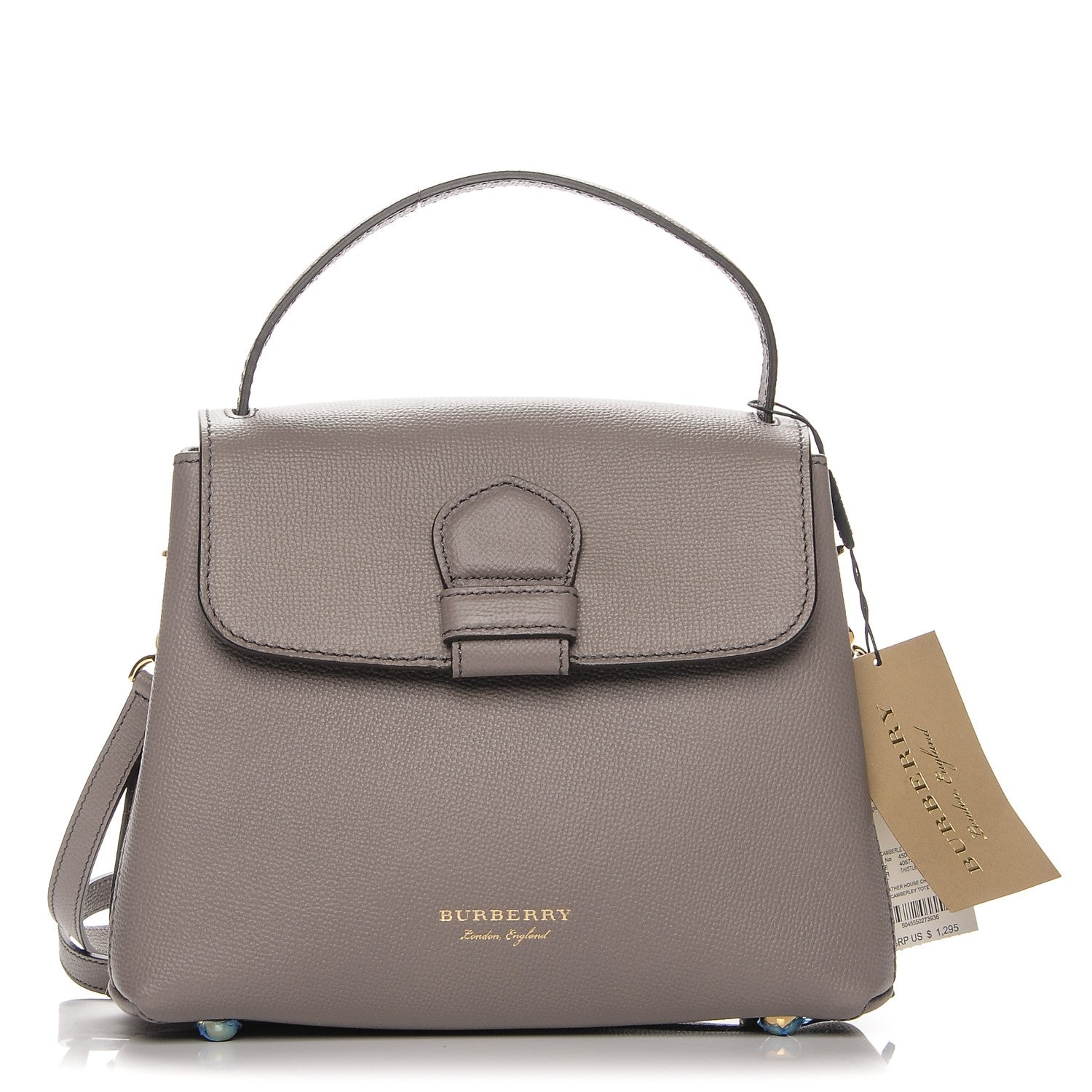 Burberry Derby Calfskin House Check Small Camberley Thistle Grey 1 of 7