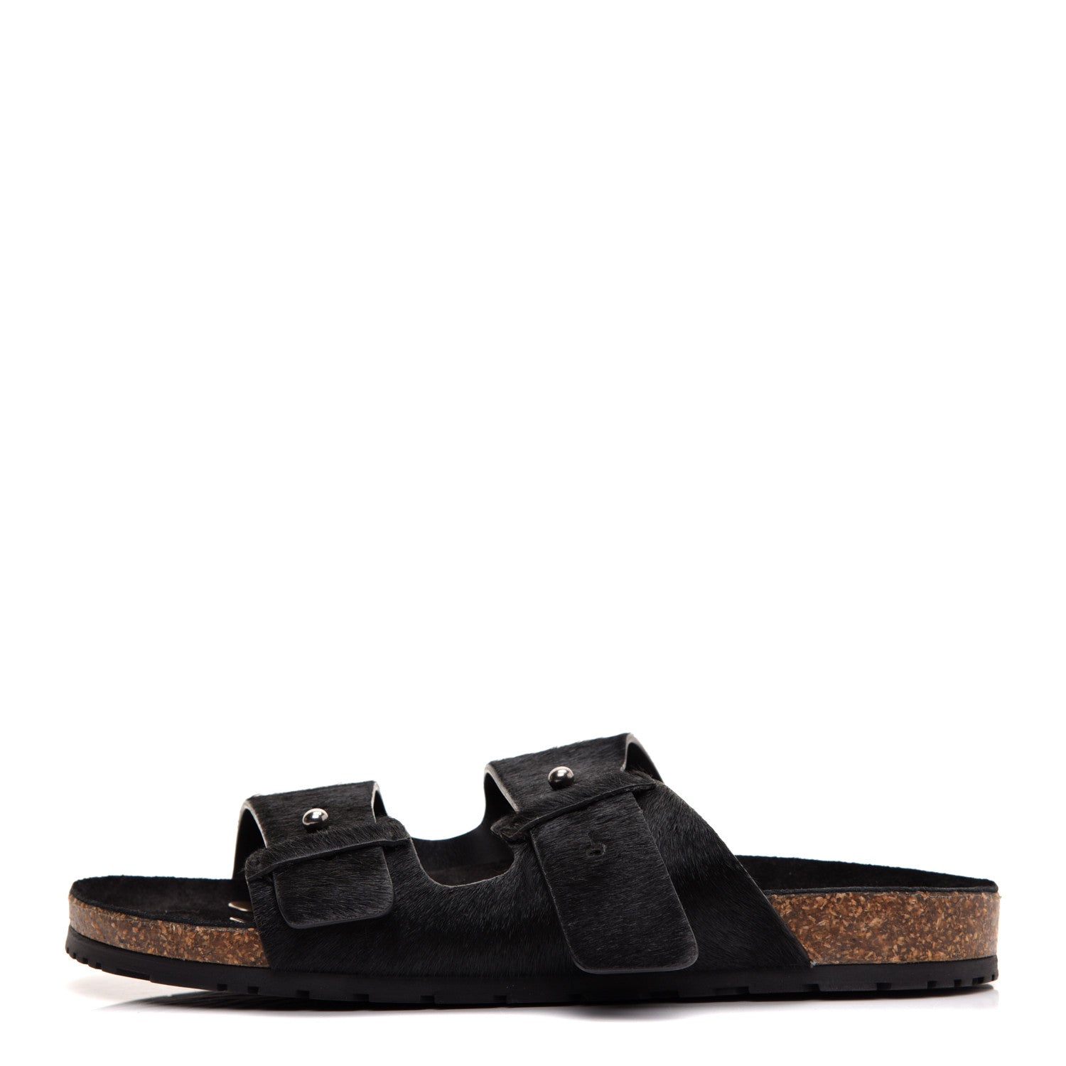 Saint Laurent Calf Hair Jimmy Cross Slides 40 Black 1 of 8