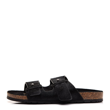 Saint Laurent Calf Hair Jimmy Cross Slides 40 Black 1 of 8
