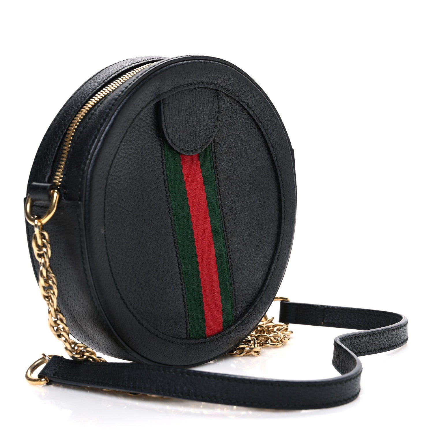 Gucci Grained Calfskin Web Mini Ophidia Round Shoulder Bag Black 3 of 12