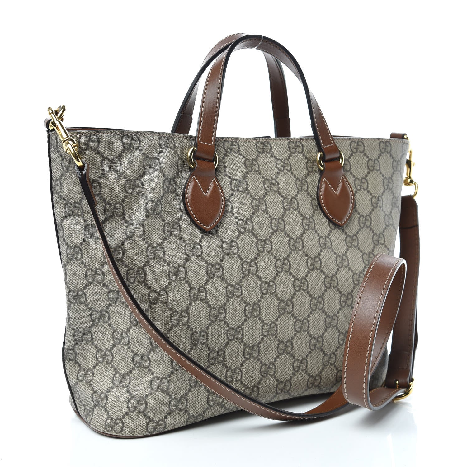Gucci Soft GG Supreme Monogram Small Crossbody Tote Beige Cuir 3 of 9