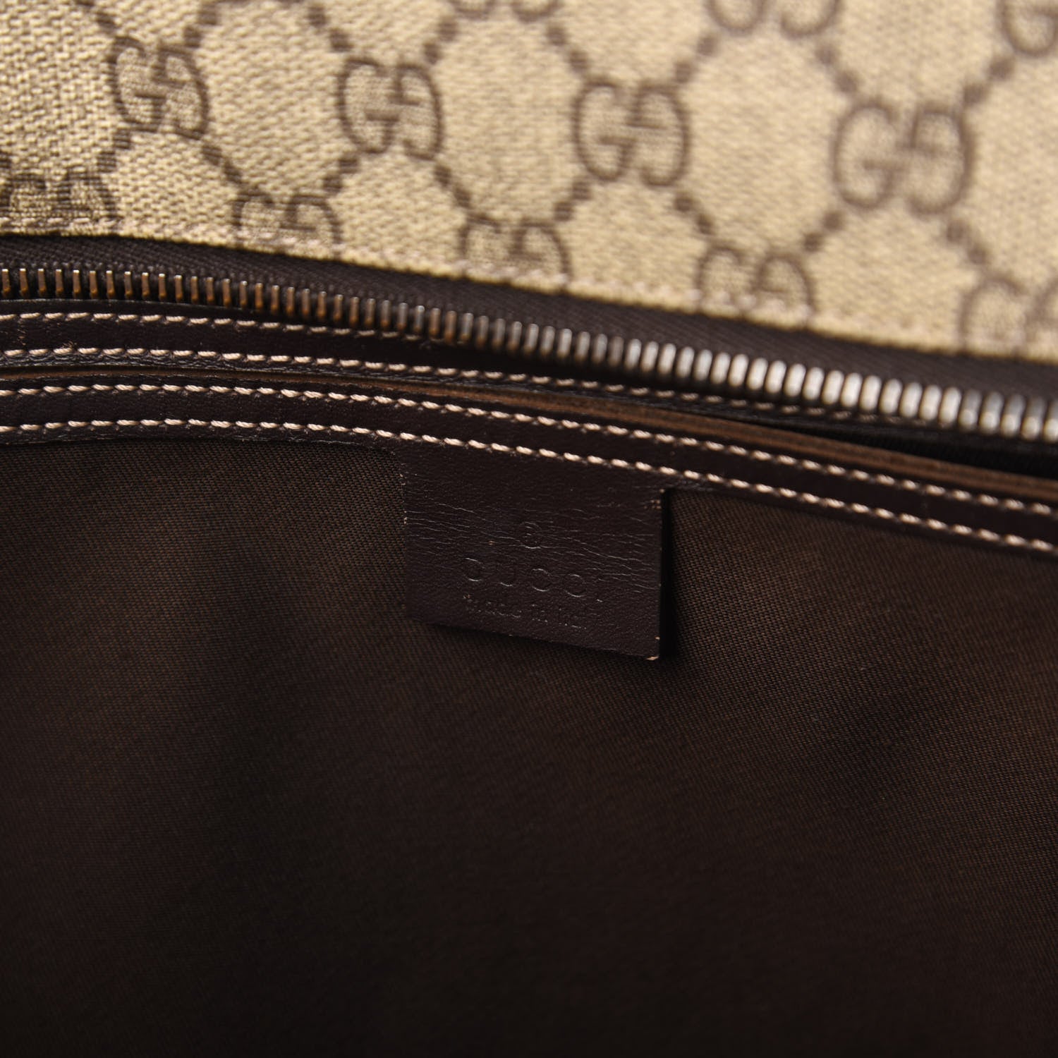 Gucci GG Supreme Monogram Medium Zippered Shopping Tote Dark Brown 8 of 13