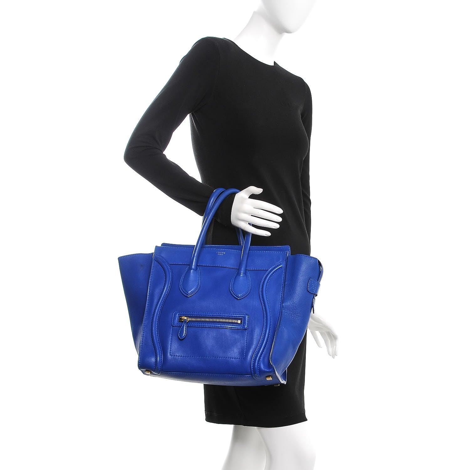 Celine Smooth Calfskin Mini Luggage Electric Blue 2 of 12