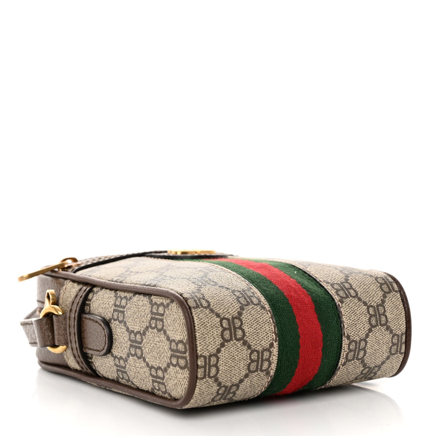 X BALENCIAGA BB Supreme Monogram Web Mini Ophidia Messenger Beige New Acero