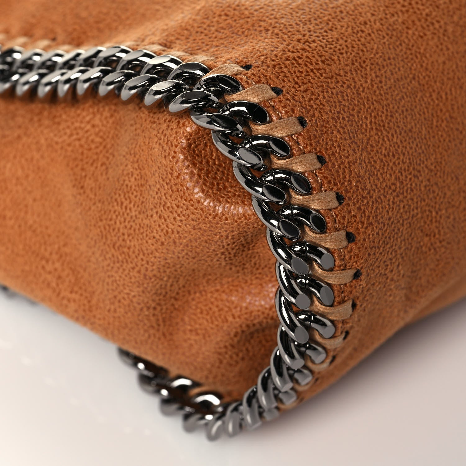 Stella McCartney X ED CURTIS Shaggy Deer Logo Embroidered Mini Falabella Fold Over Tote Brown 10 of 11