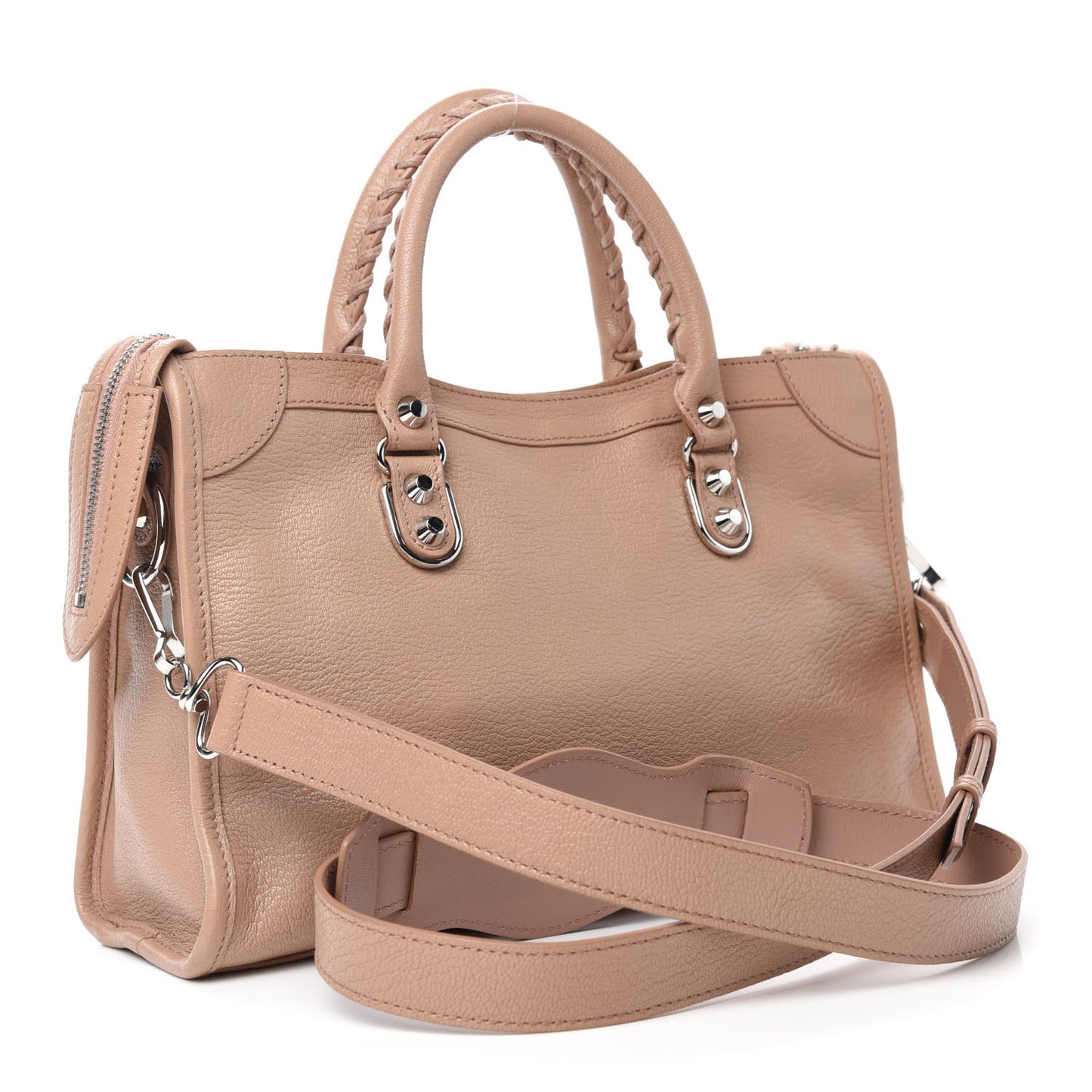 Shiny Goatskin Silver Metallic Edge Hardware S City Rose Des Sables