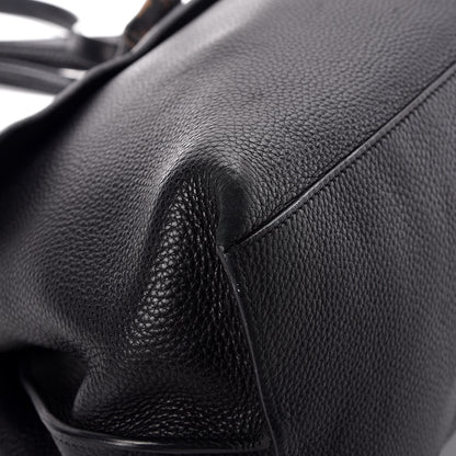Gucci Pebbled Calfskin Large Bamboo Daily Top Handle Bag Black 15 of 19