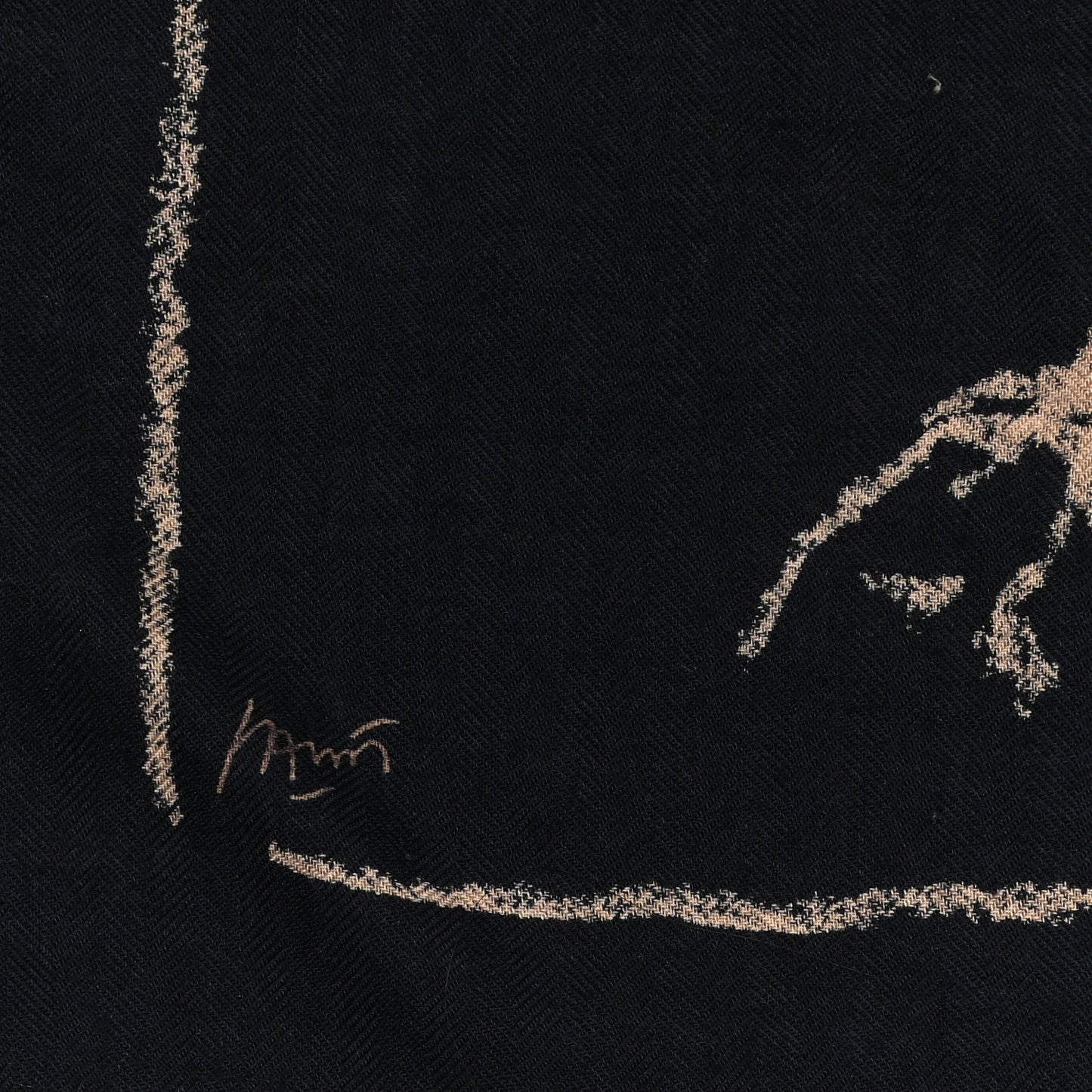 Cashmere Silk Pirouette au Galop Shawl 140 Marine Naturel Beige