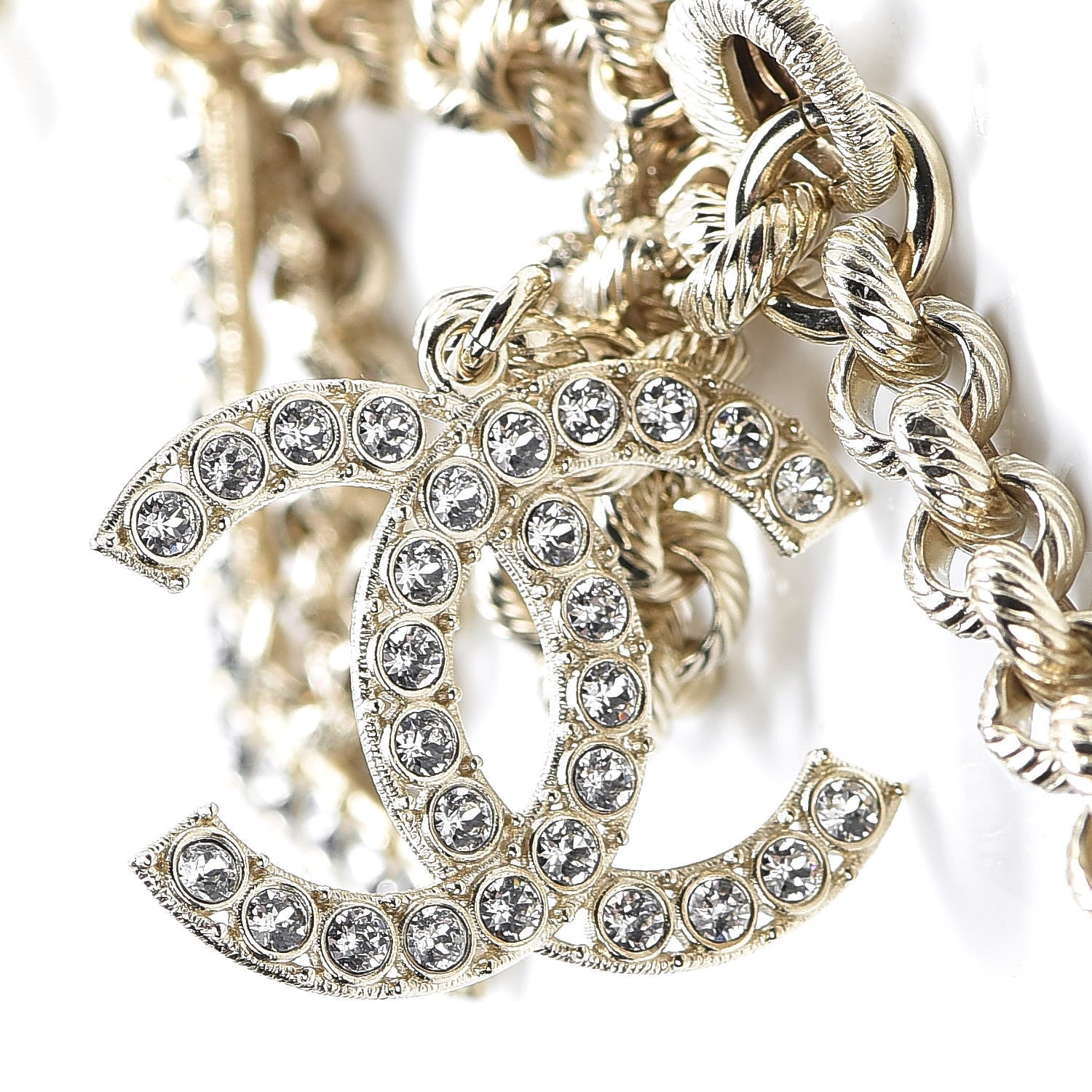 Chanel Metal Crystal 90's Icon Logo Chain Belt Gold 5 of 6