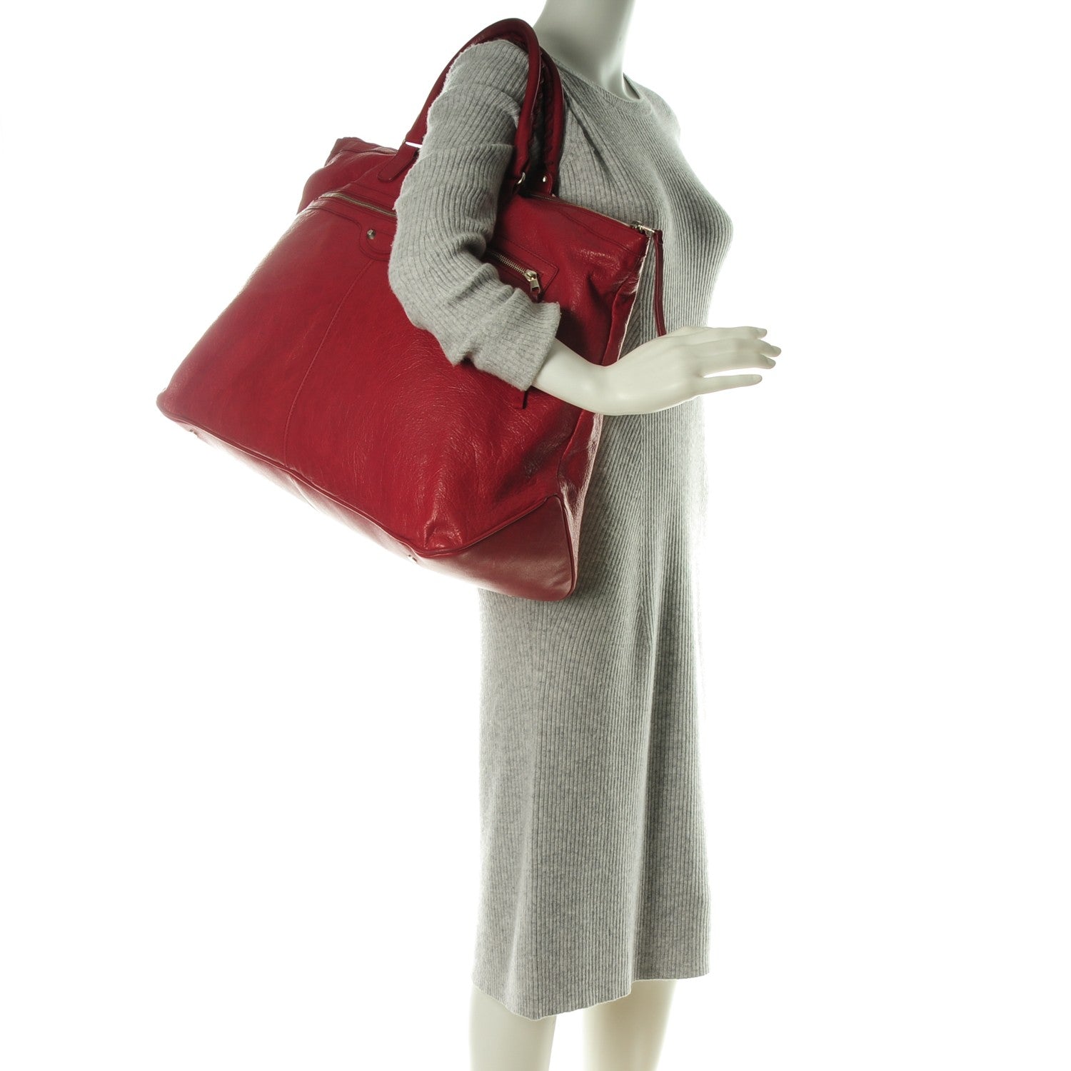 Balenciaga Agneau Classic Hardware Oversize Mens Bag Groseille 2 of 9