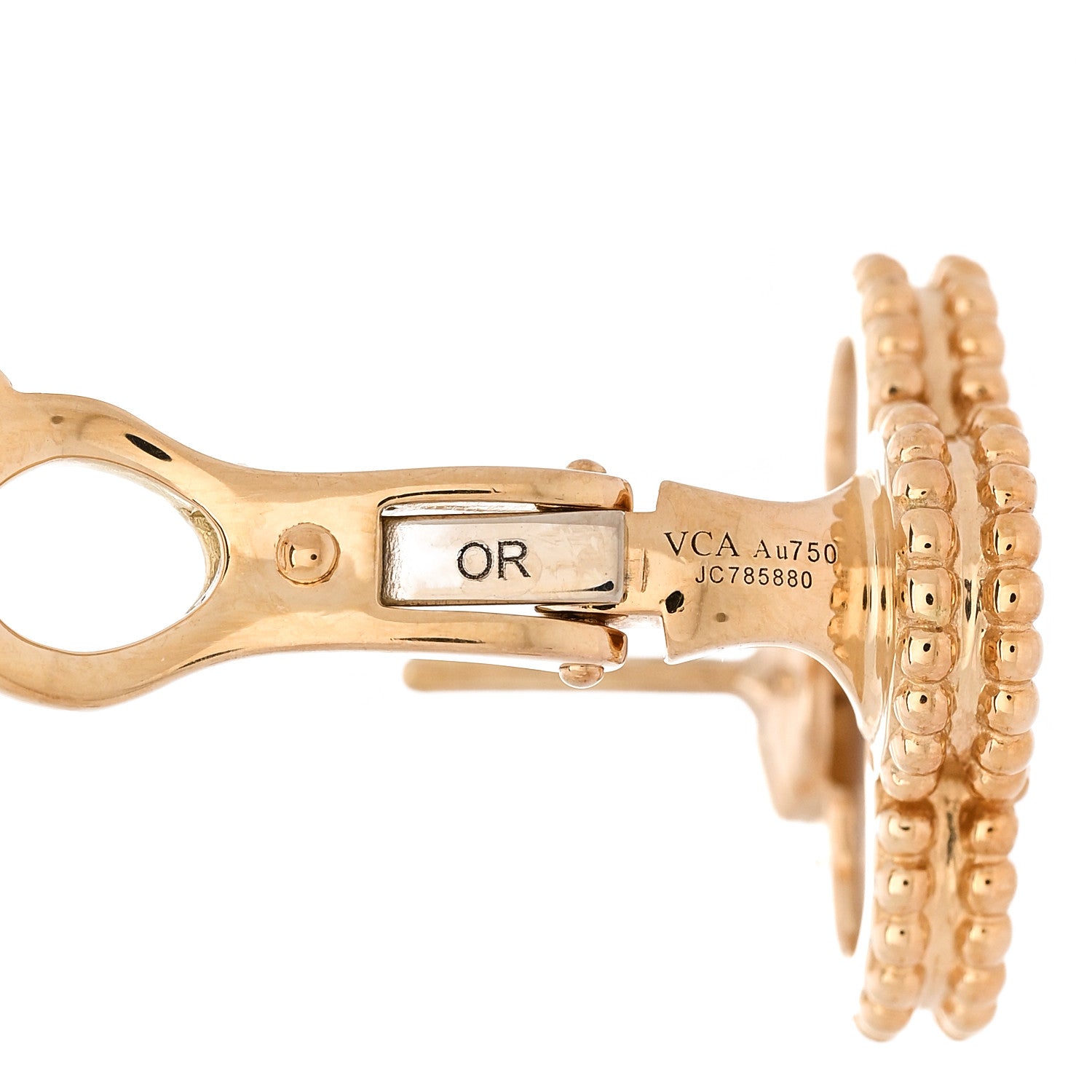 Van Cleef & Arpels 18K Yellow Gold Mother of Pearl Vintage Alhambra Earrings 4 of 4