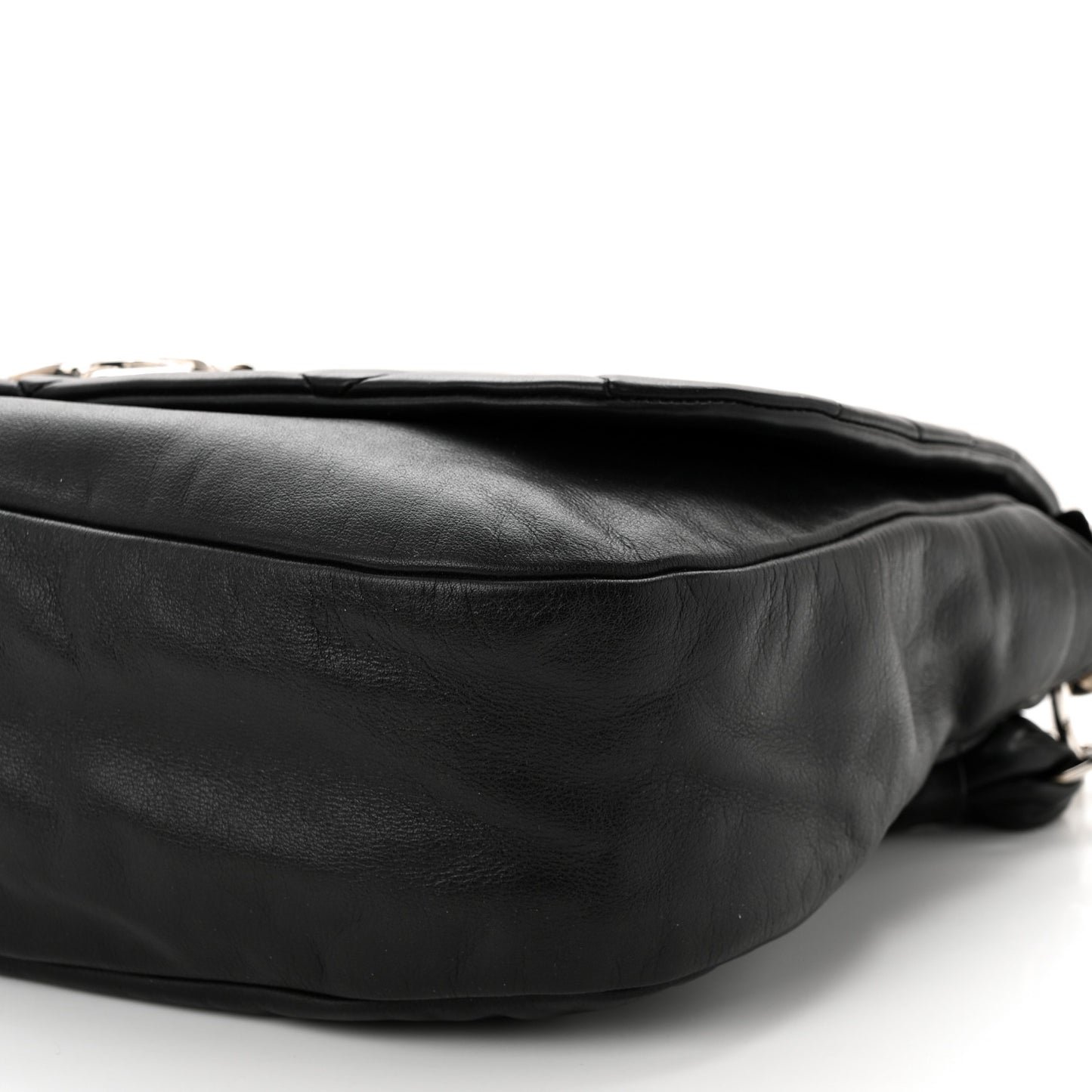 Lambskin Quilted Enamel CC Pillow Soft Flap Black