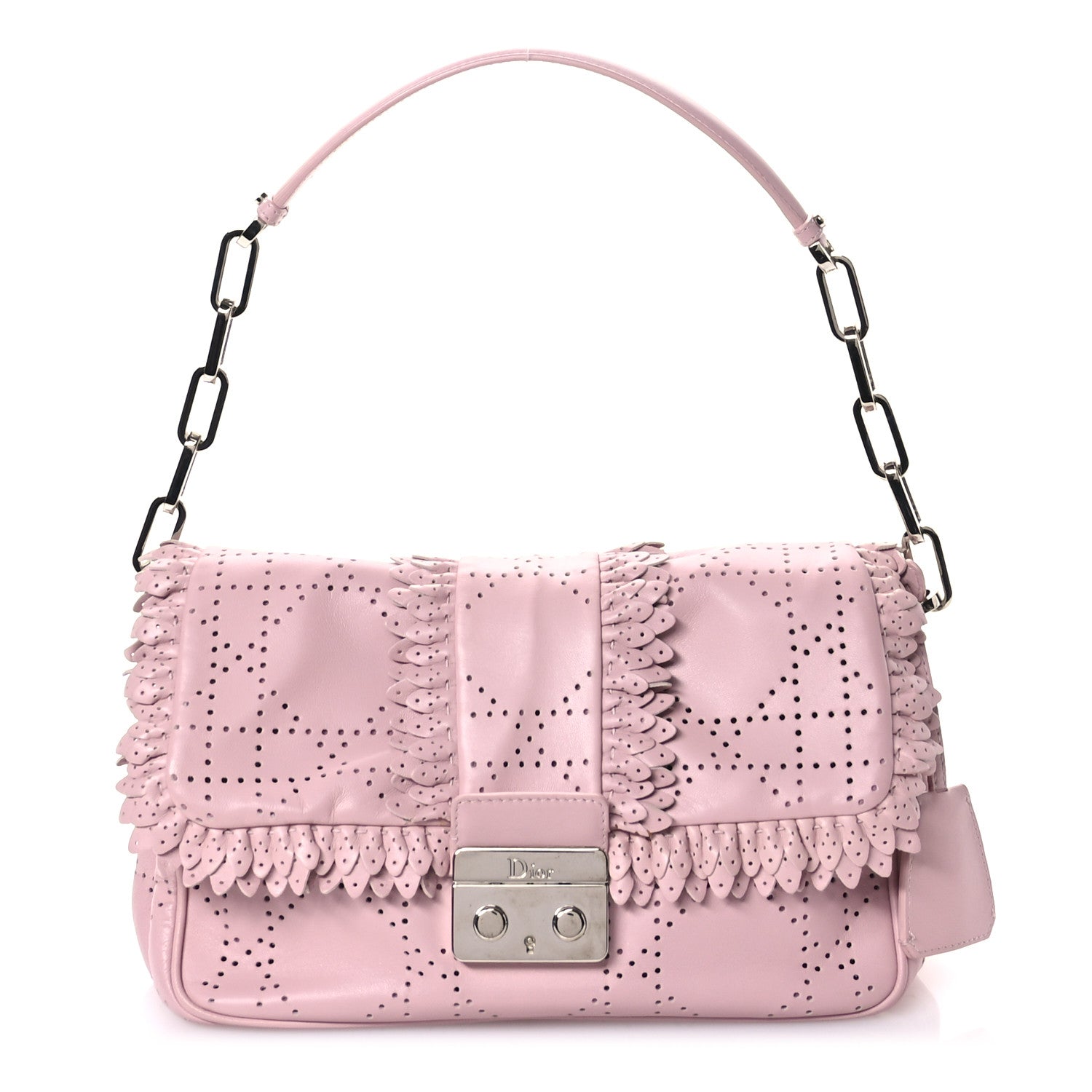 Christian Dior Lambskin Cannage Ruffle New Lock Flap Pink 1 of 11