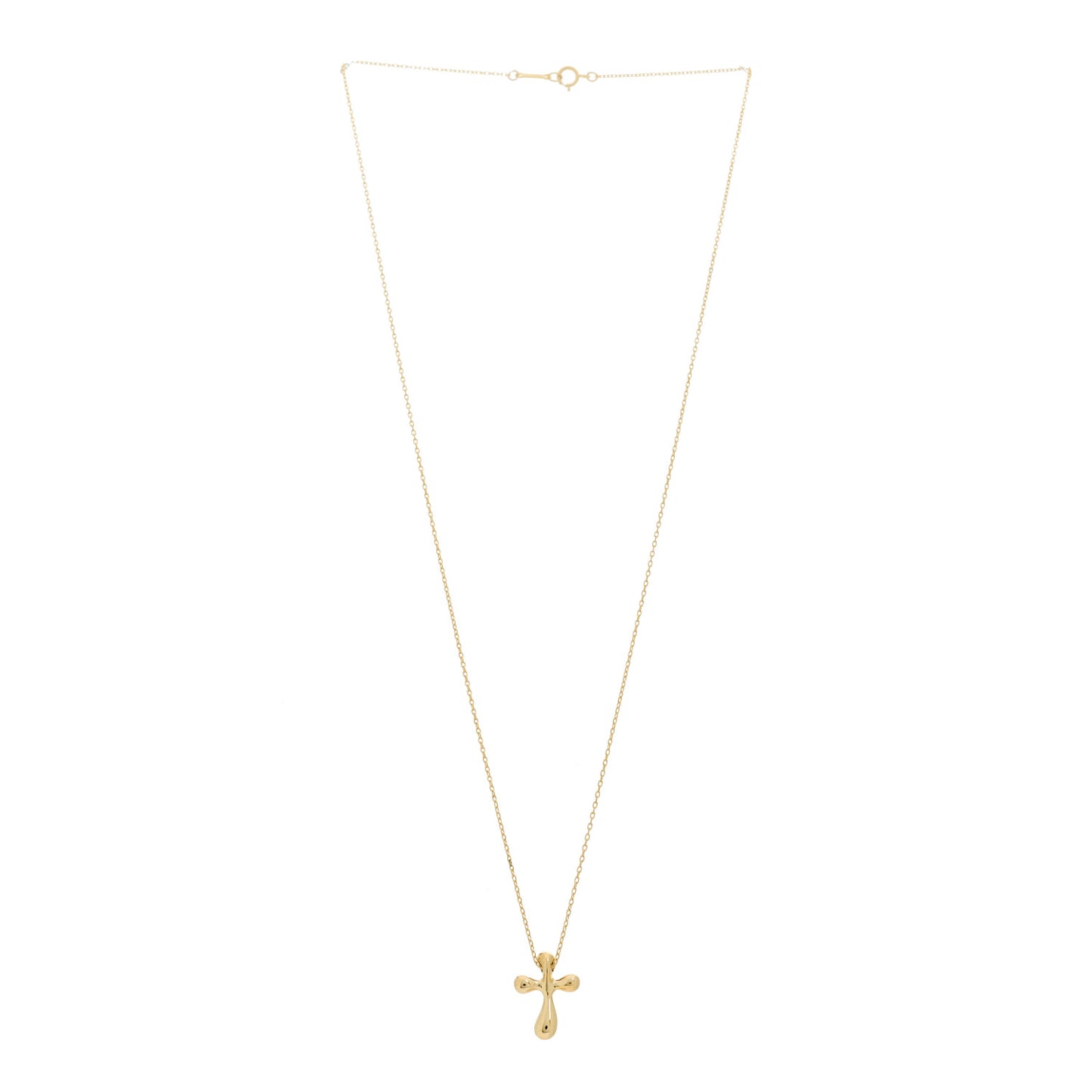 18K Yellow Gold 12mm Elsa Peretti Cross Pendant Necklace