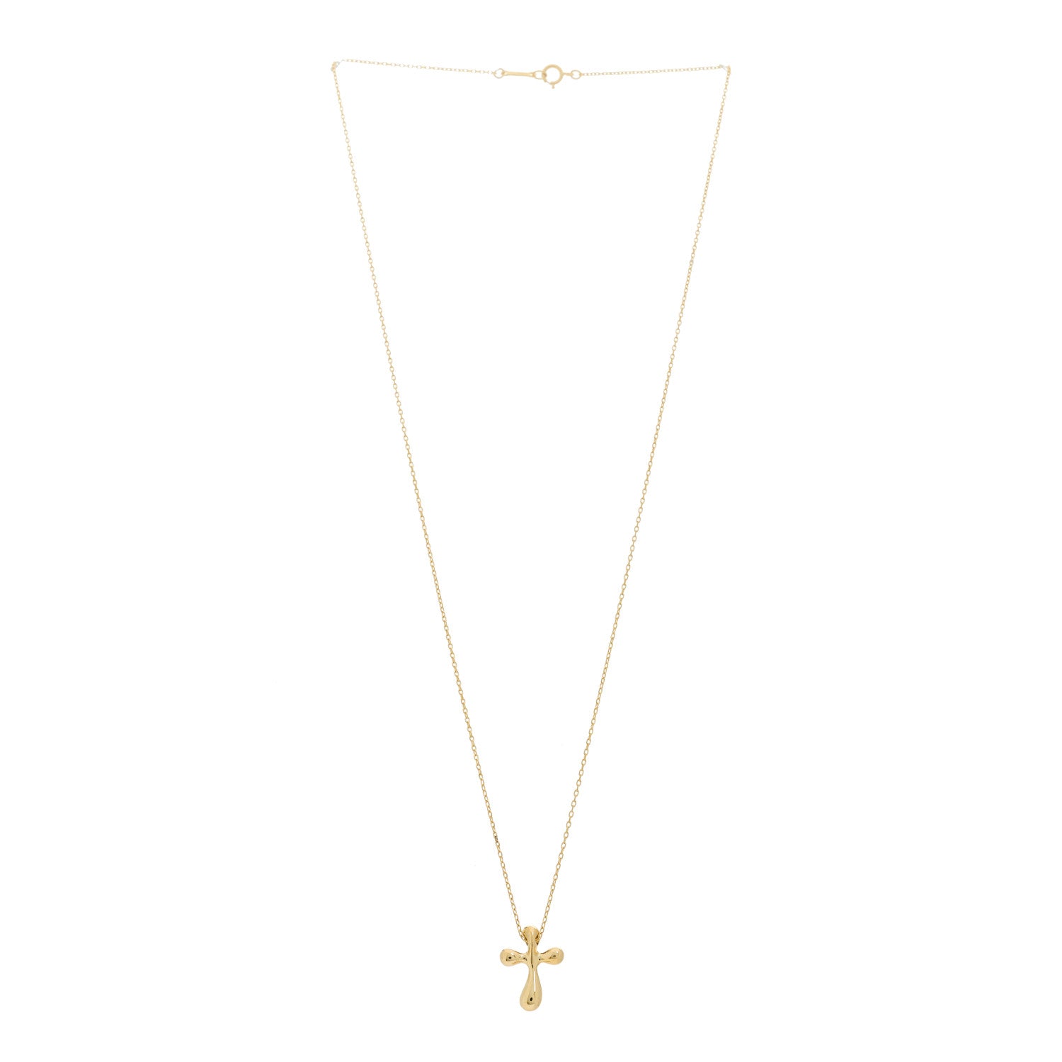 Tiffany 18K Yellow Gold 12mm Elsa Peretti Cross Pendant Necklace 3 of 6