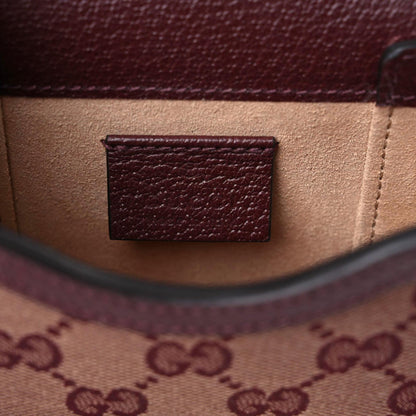 Gucci Monogram Textured Dollar Calfskin Mini Horsebit 1955 Crossbody Bag Sahara Rubino Chardonnay 5 of 10