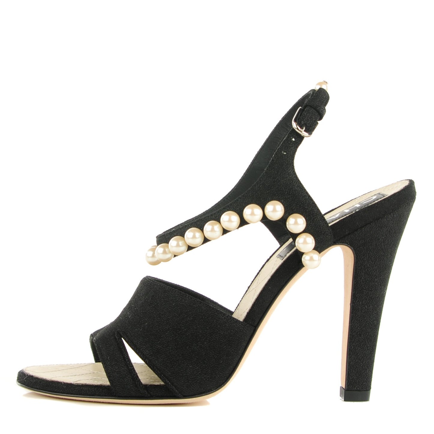 Pearl Trimmed Sandals Heels 38.5 Black