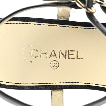 Chanel Lambskin Pearl Bow Thong Sandals 36.5 Black 7 of 9
