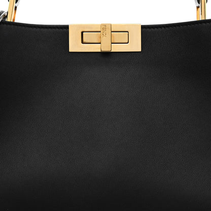 Fendi Vitello Tahiti Burro Large Peekaboo Iconic Essentially Satchel Black Corda 8 of 10