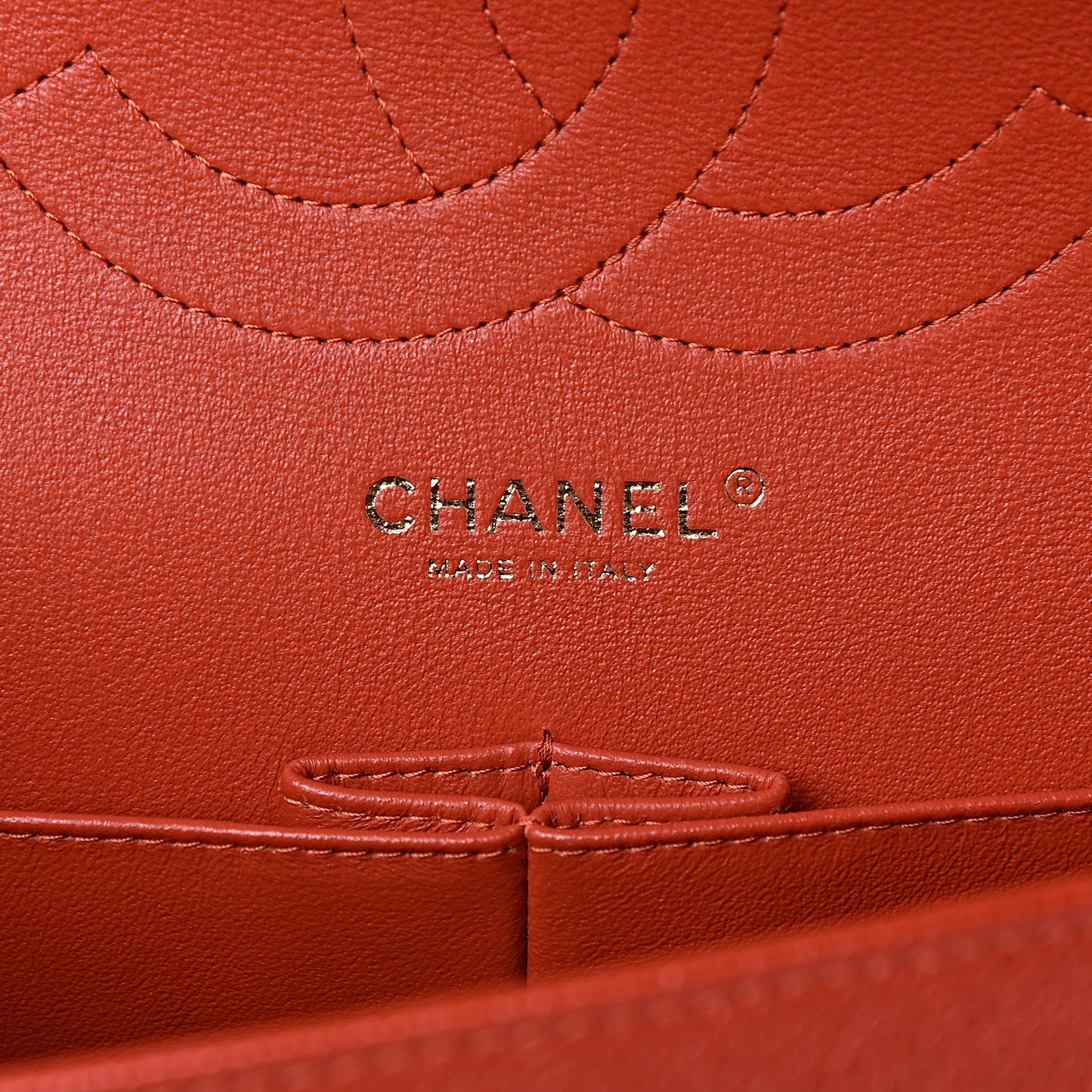 Pearly Caviar Quilted Jumbo Double Flap Orange