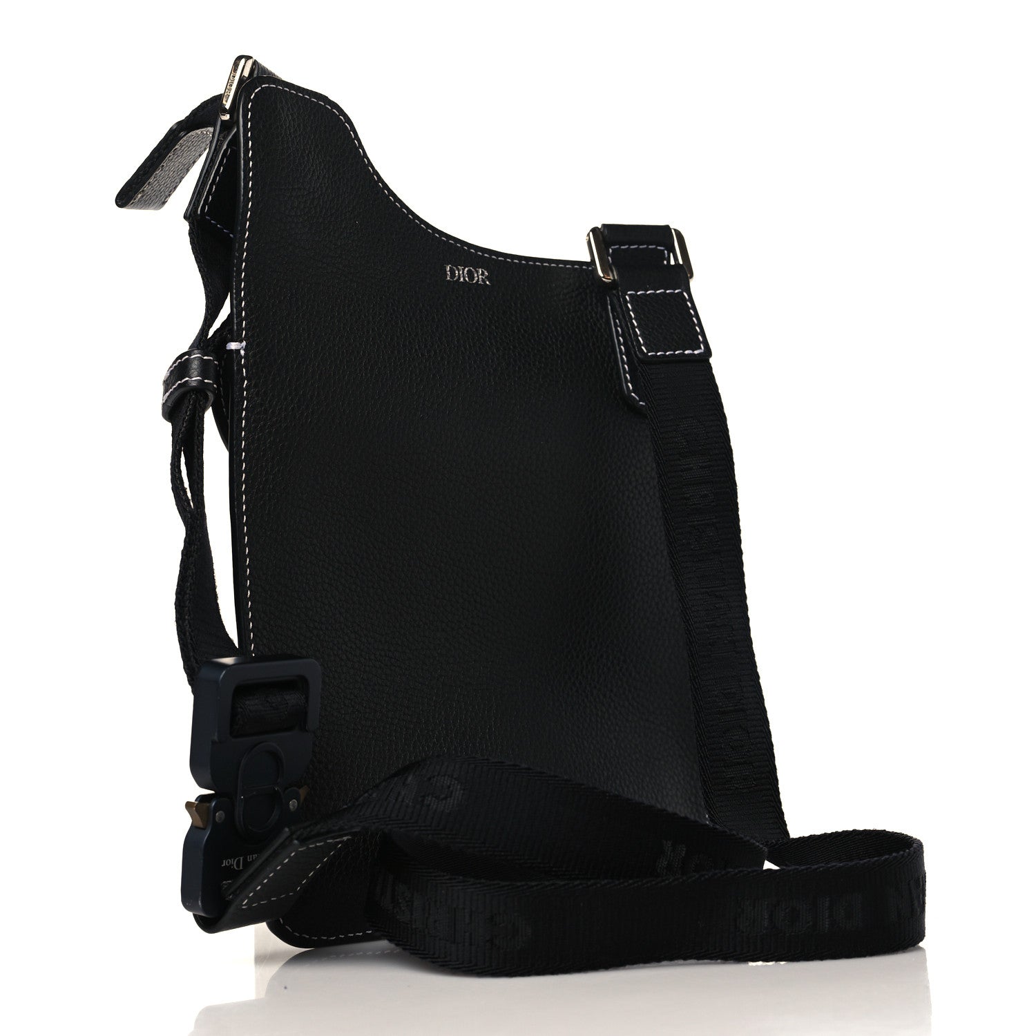 Christian Dior X KAWS Grained Calfskin Bee Saddle Pouch Black 3 of 9