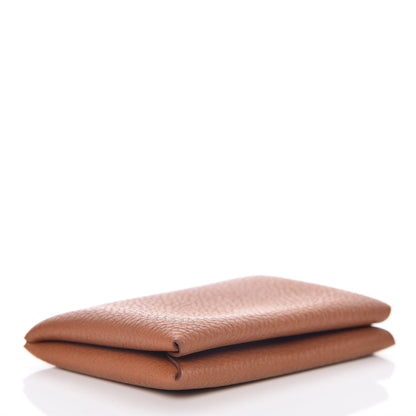 Hermes Barenia Faubourg Calvi Card Case Fauve Orange 4 of 8