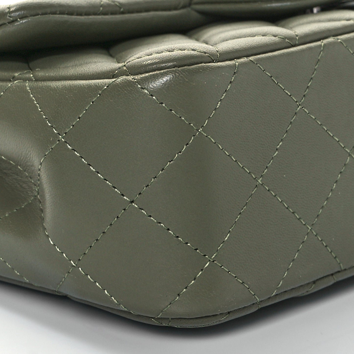 Lambskin Quilted Mini Rectangular Flap Green