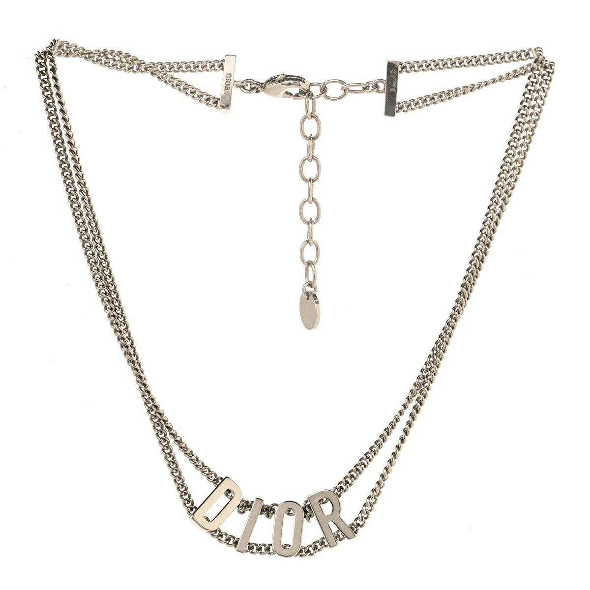 Metal Chain Logo Choker Necklace Silver