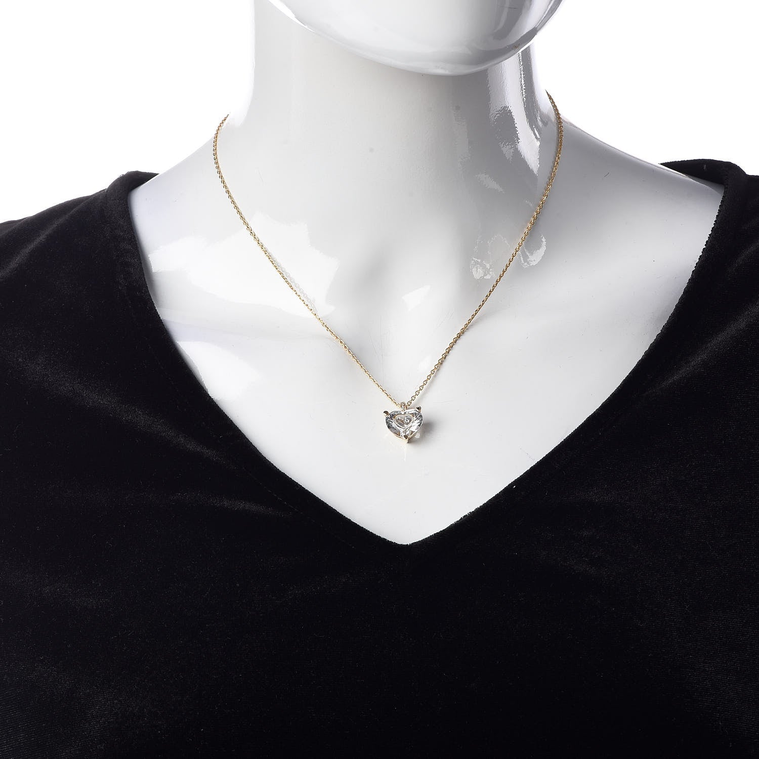 Chopard 18K Yellow Gold Crystal Diamond So Happy Heart Pendant Necklace 2 of 6