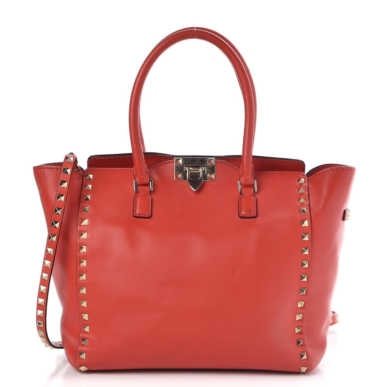 Valentino Garavani Vitello Rockstud Double Handle Tote English Red 1 of 20