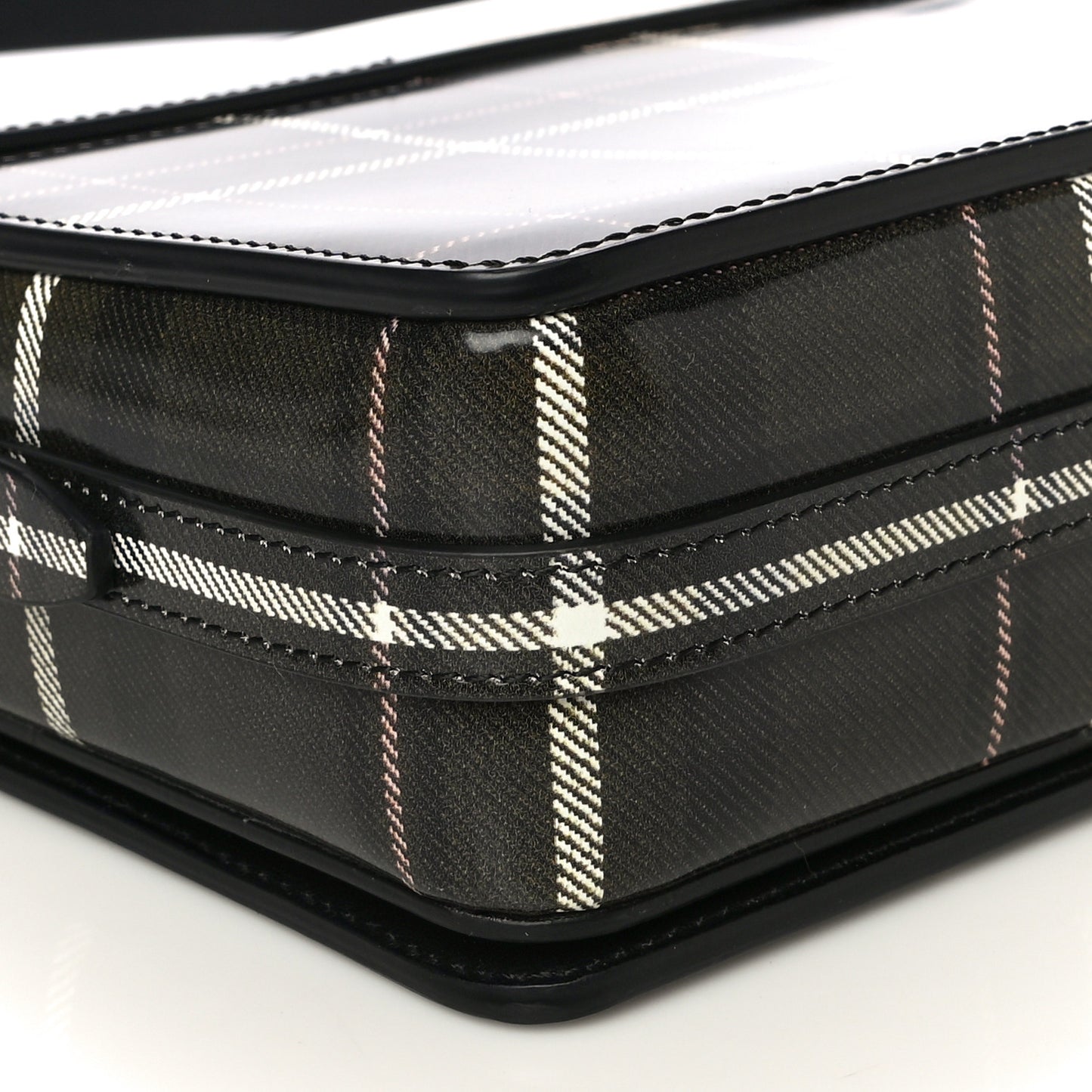 Calfskin Tartan Print Large Grace Bag Dark Green