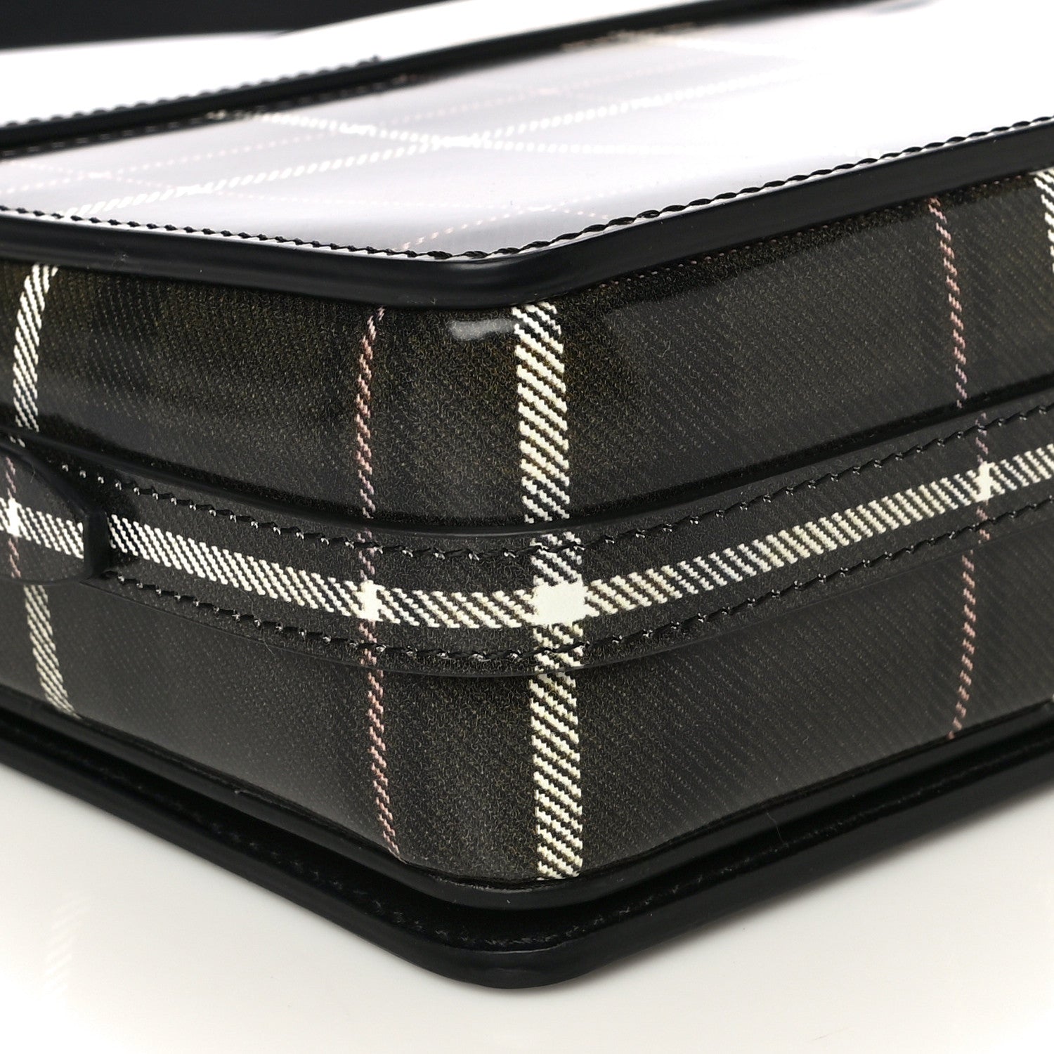 Burberry Calfskin Tartan Print Large Grace Bag Dark Green 10 of 17