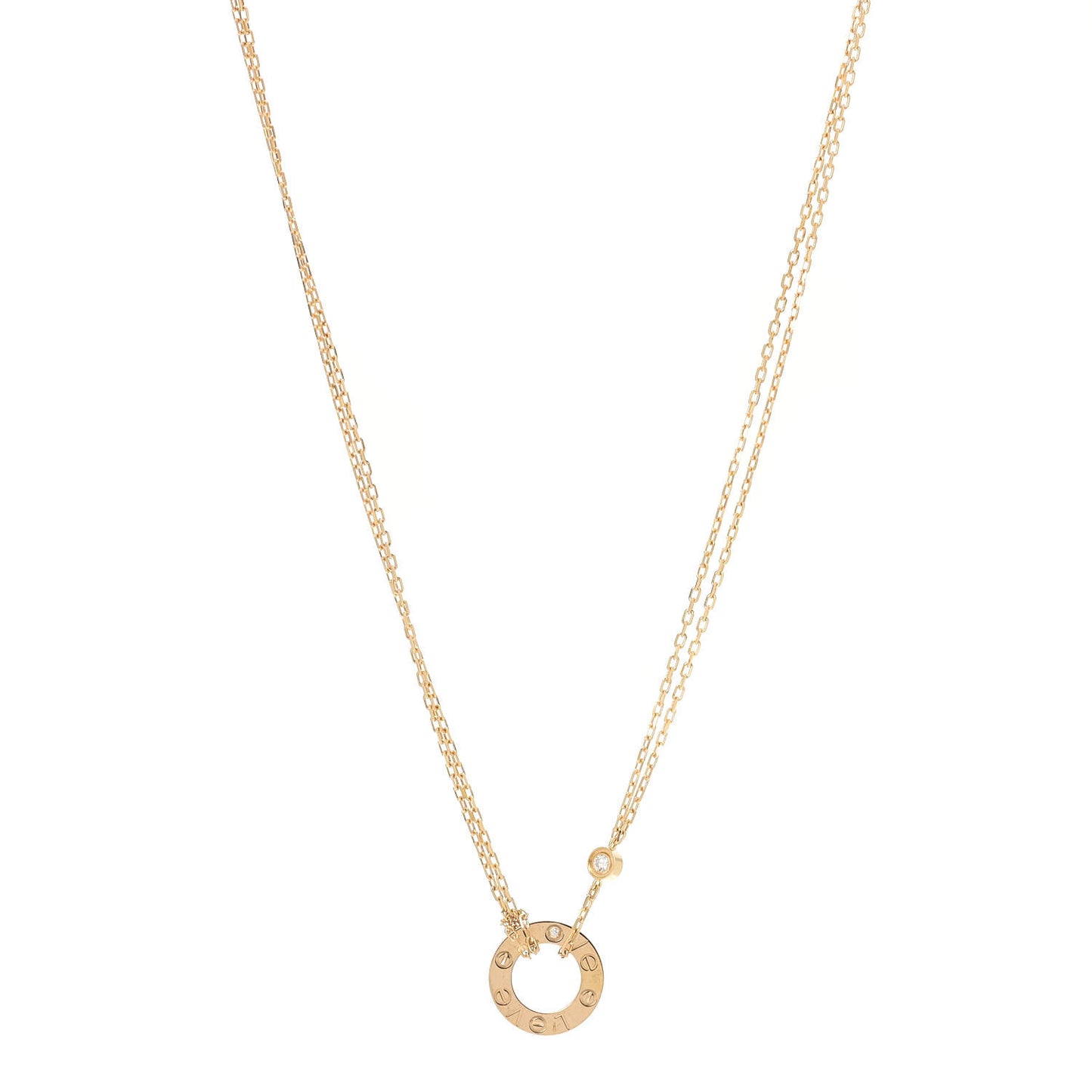 18K Yellow Gold 2 Diamond LOVE Necklace