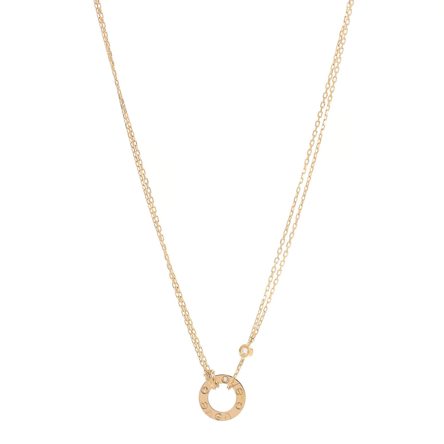 Cartier 18K Yellow Gold 2 Diamond LOVE Necklace 1 of 6