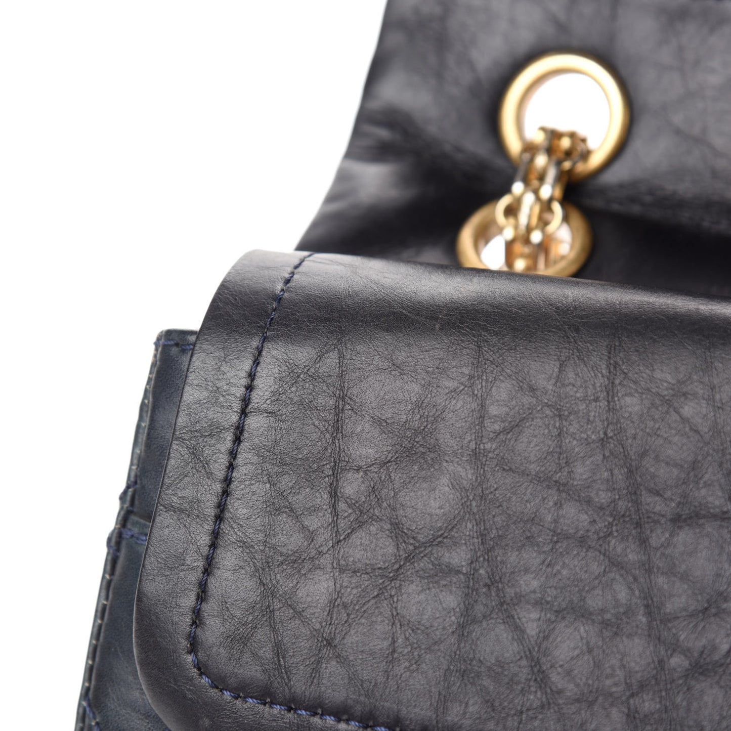 Aged Calfskin Quilted 2.55 Reissue 226 Flap Navy Blue