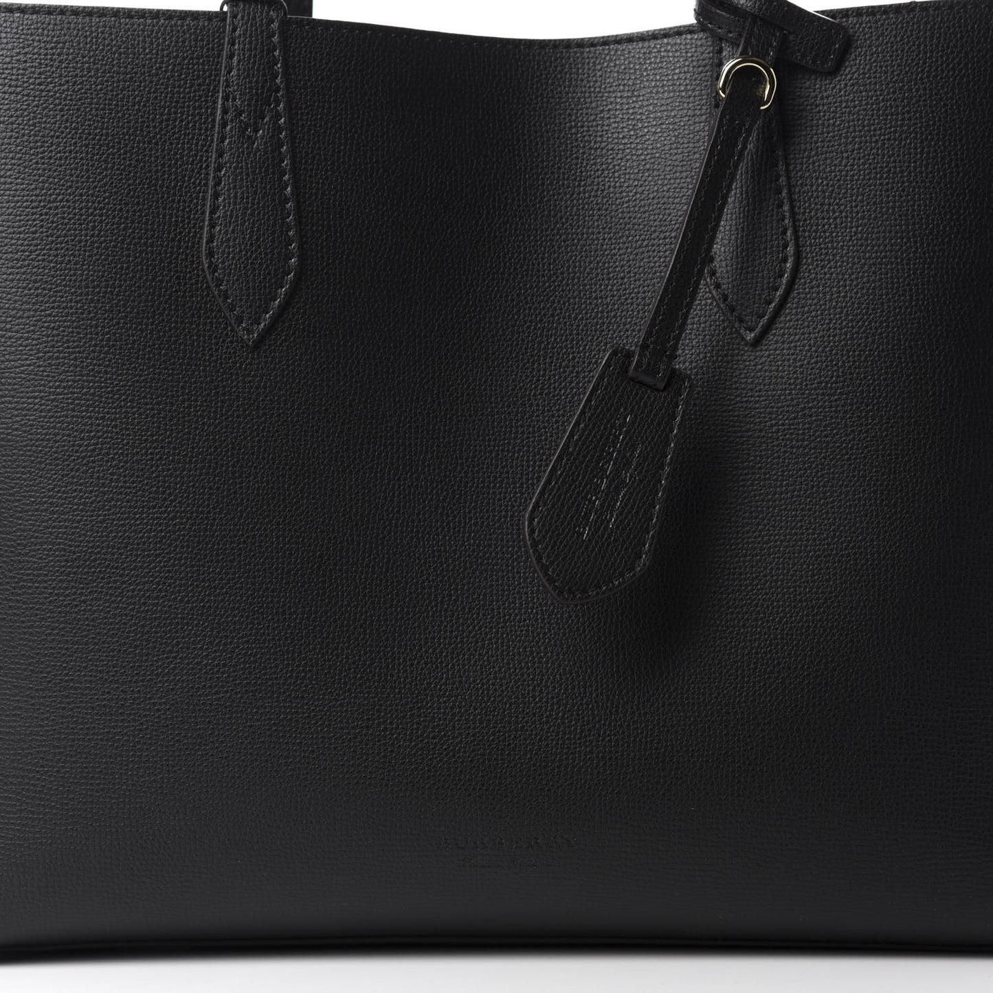 Grainy Calfskin Haymarket Check Medium Reversible Tote Black