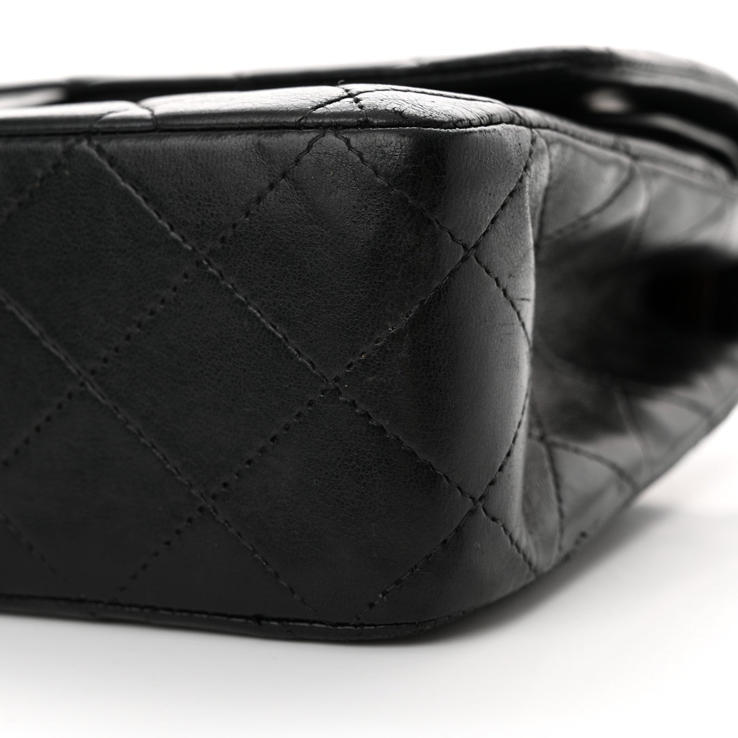 Lambskin Quilted Medium Double Flap Black