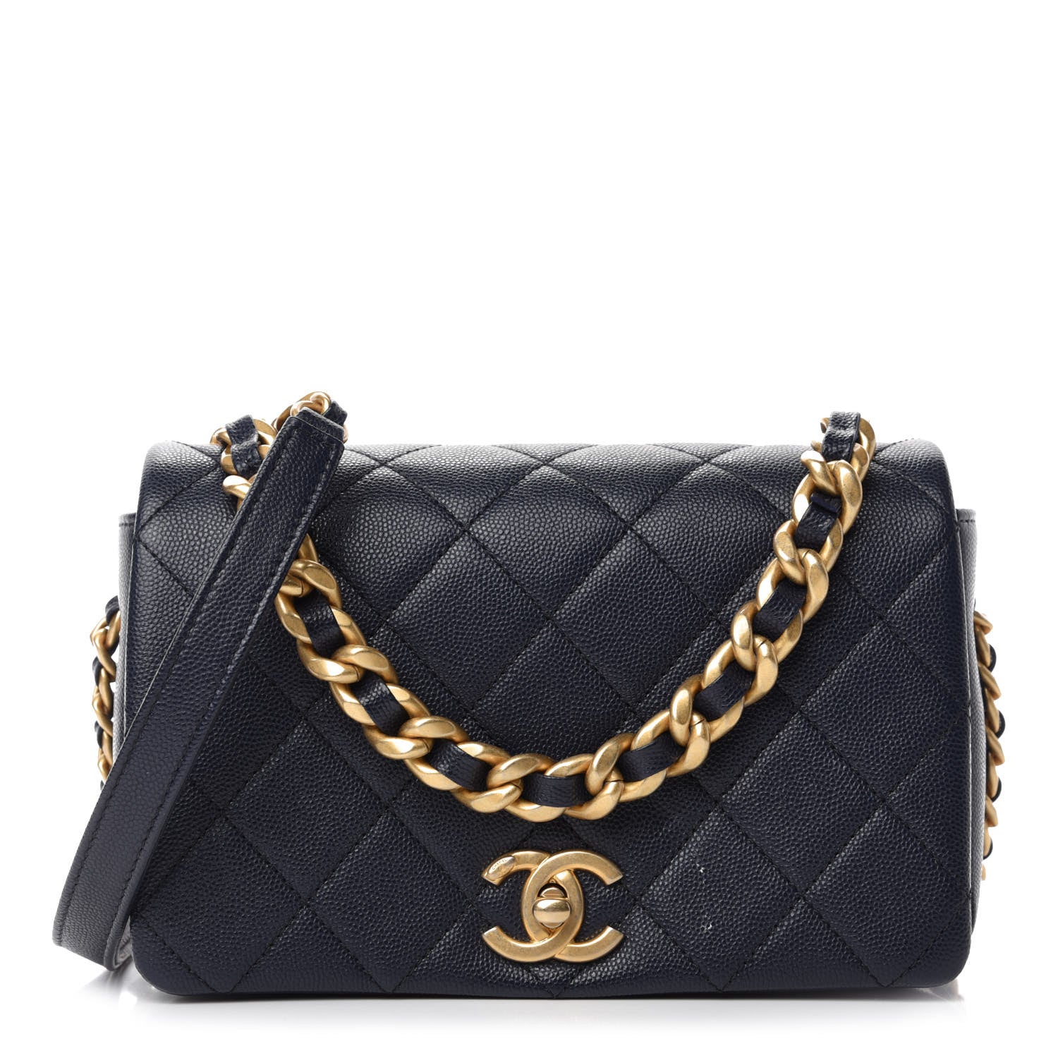 Chanel Caviar Quilted Small Fashion Therapy Flap Bag Navy Blue 1 of 11