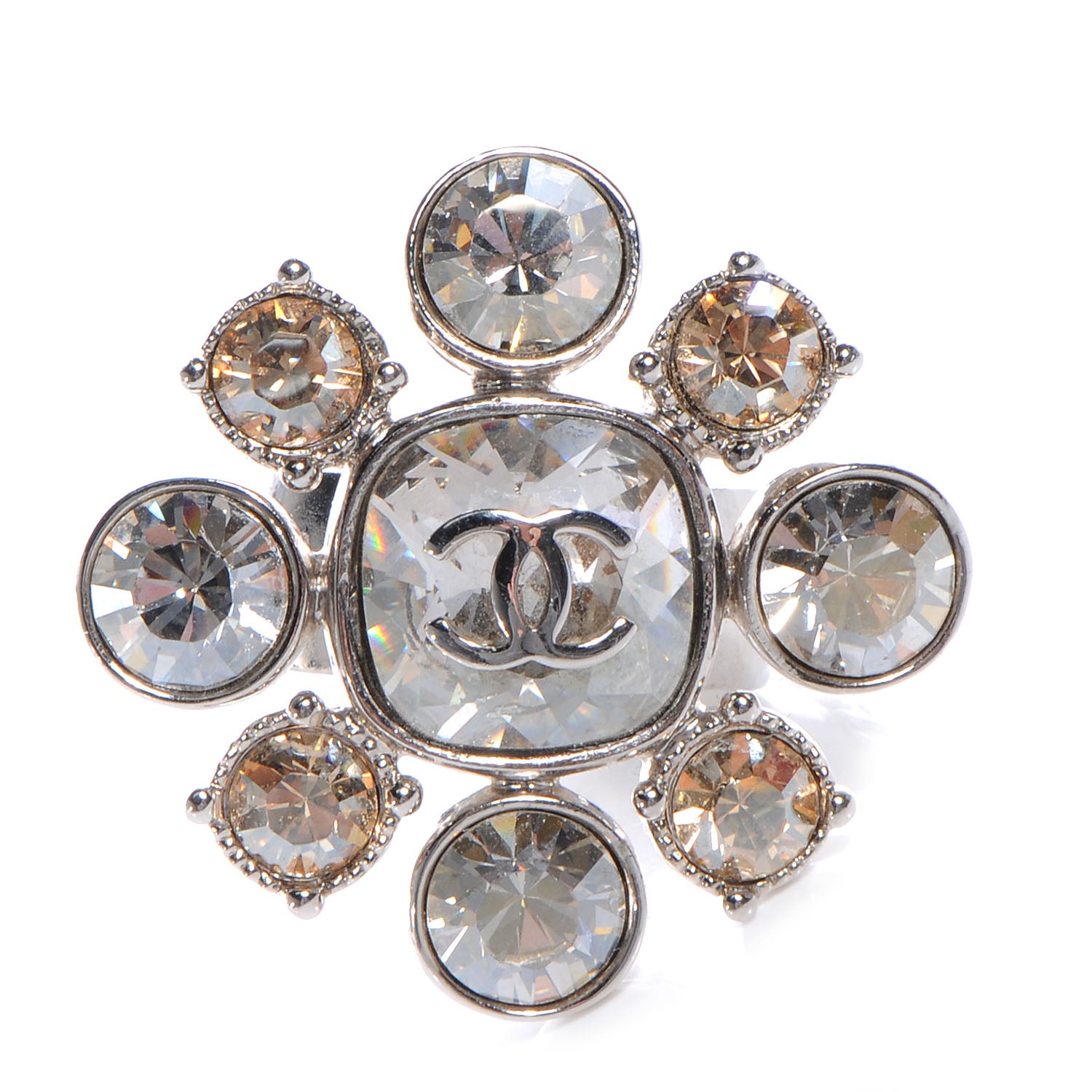 Chanel Crystal CC Ring Silver 6.5 1 of 6