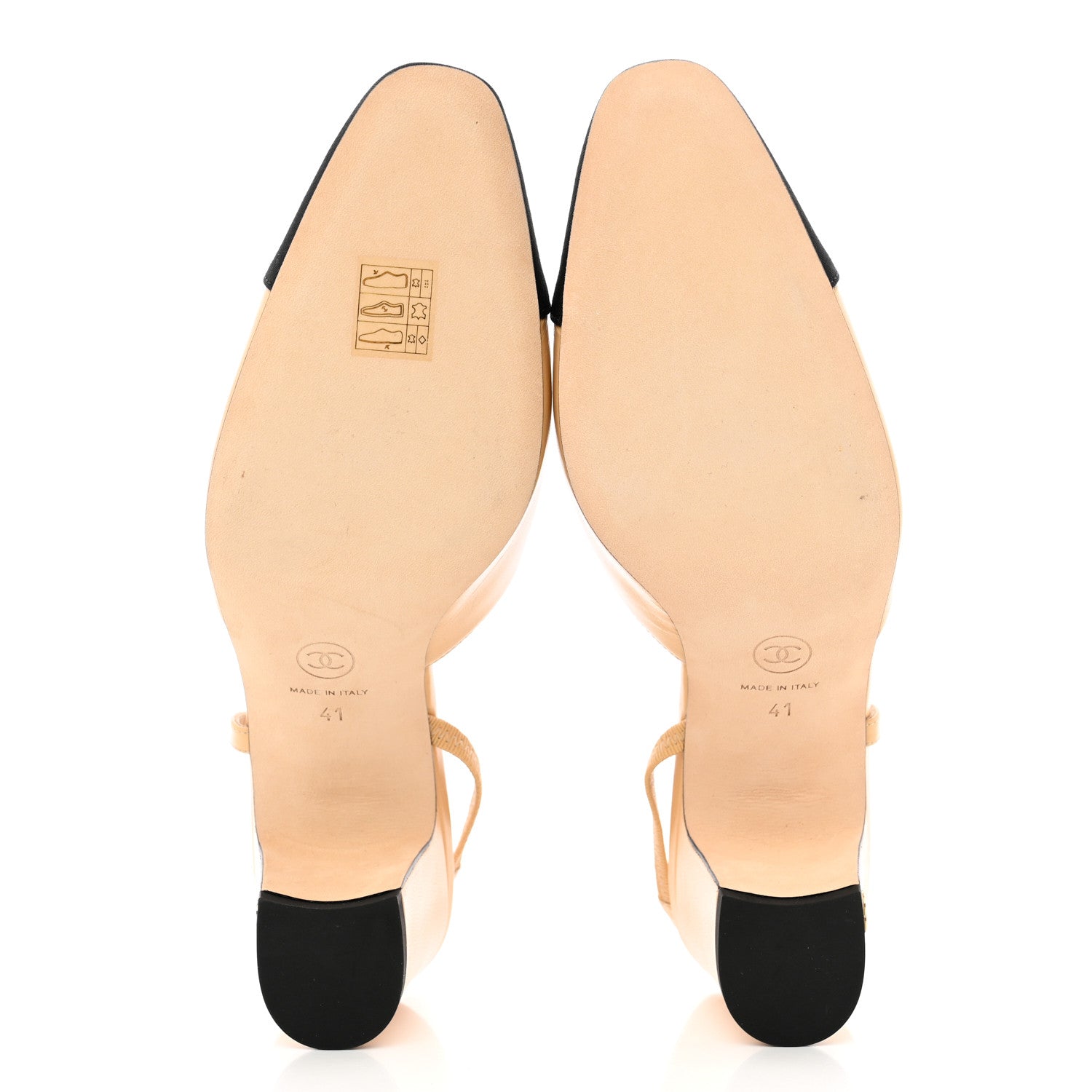 Chanel Goatskin Grosgrain Cap Toe CC Slingback Pumps 41 Beige Black 5 of 15